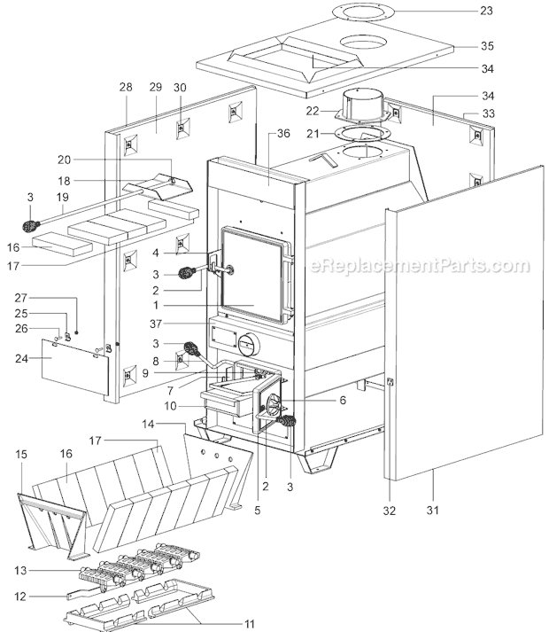 Page A Diagram and Parts List for 1602R  US Stove Company Furnace